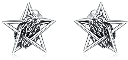 Adler Ohrringe Sterling Silber Pentagramm Ohrringe Tier Ohrstecker Magic Amulett Pentagramm Ohrringe Hypoallergen Ohrringe für Herren Damen