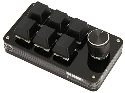 Ejoyous 6 Key Gaming Keyboard, One Handed Mechanical Mini Keypad with Knob, USB DIY Programmable Keyboard, Plug and Play Macro Keyboard for Gaming, Office
