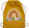 Turnbeutel Rucksack - Boho - Geschenk Regenbogen mit Name personalisiert I Rainbow - Unisize - Senfgelb - personalisierter beutel kindergartenbeutel bohemian blume stoffbeutel