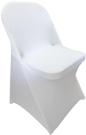 iEventStar Stuhlhussen Faltbar Universell Esszimmer Stuhlbezüge Elastisch Stuhl Abdeckung für Hochzeiten Feiern Bankett Stuhlschutz Stuhlüberzug (6, Weiß)