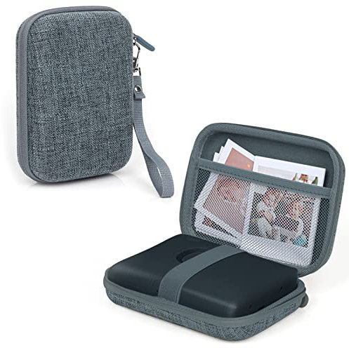 MUZIRI KINOKOO EVA Hartschalen-Tragetasche kompatibel mit Fuji Instax Mini EVO Kamera Mini Link/Link 2 / Link SQ Smartphone Fotodrucker Tasche mit Handschlaufe – Grüngrau