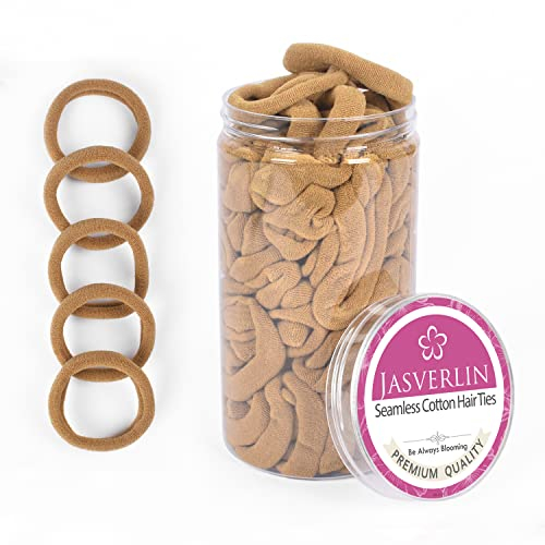 JASVERLIN Blonde Haargummis, dicke nahtlose Baumwolle elastische Haargummis Scrunchies für Frauen, keine Falten Schaden dehnbar Pferdeschwanz Halter Zubehör 100 Stück 1,5-Zoll