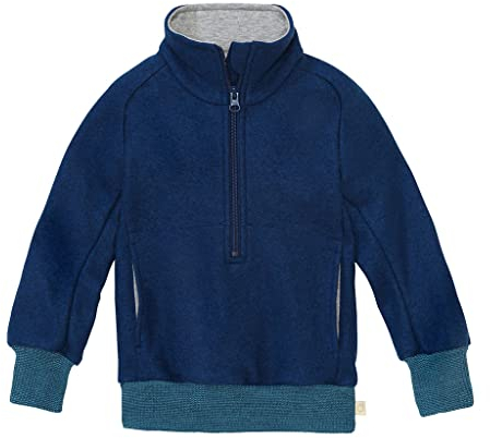 Disana Troyer, Leichter Sweater mit Reißverschluss | 100% Bio-Merinowolle GOTS, IVN Best | Baby Kleinkind Kind Unisex | Made in Germany | Marine Gr. 74-80