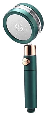 APBEAM Cabezal de Ducha turboalimentado de Doble Panel con Filtro de Ventilador Boquilla de Ducha Plata Verde Negro Ducha de Lluvia Accesorios de baño (Color : Green)