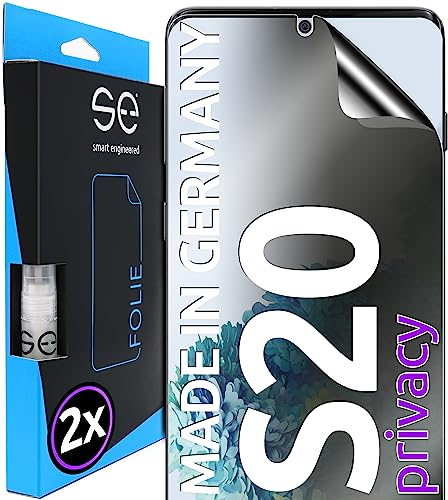 2x se® 3D SCHUTZFOLIE Privacy für Samsung Galaxy S20,Blickschutz, 100% Fingerabdruck & FaceID kompatibel, einfache blasenfreie Installation, Ultra-Klar, Stoß-Kratzfest, aus Deutschland