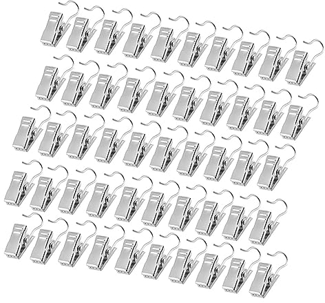 100 Piezas Clips de Cortina Con Gancho Plata, de Metal, para Ducha, Fotos y Decoración del Hogar