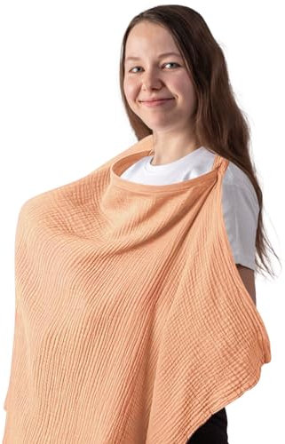 Stilltuch Stillschürze, Weicher und Atmungsaktiver Stillschal Baumwolle still schürze Stilltuch für Unterwegs, Still-Abdeckung Geschenke für Mutter (orange-pink)