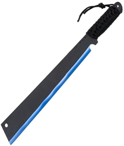 G8DS® Bushcraft Messer Machete Blau Schwarz Inklusive Nylon-Scheide Gürtel Messer Survival Messer Buschmesser scharfes Jagdmesser Überlebensmesser Outdoor Messer für Wandern Camping Garten