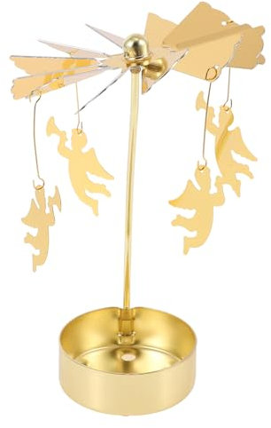 ABOOFAN Drehbarer Kerzenhalter Aus Goldenem Metall Drehende Fliegende Engel Weihnachts-Teelichter Kerzenhalter Weihnachtskarussell-Kerzenhalter Für Hochzeitsfeier