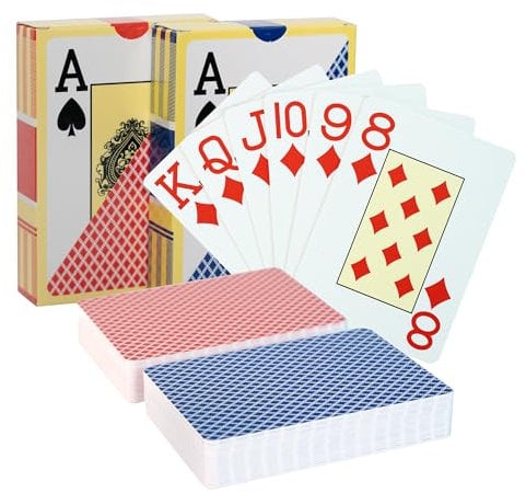SWINILAYA 2 Decks Wasserfeste Profi Plastik Pokerkarten, hochwertige pokerkarten 54 Blatt for Texas Hold'em, Blackjack, Euchre, Canasta Karten, Romme, Baccarat