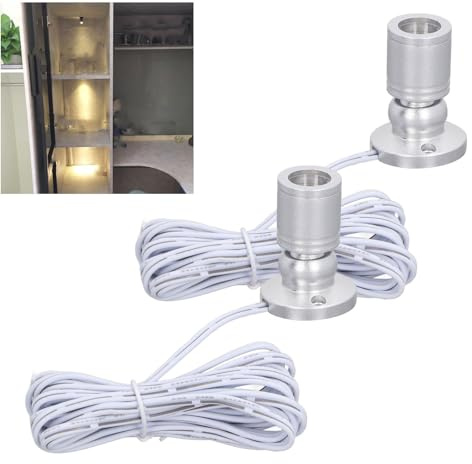 2 Stück Mini LED Strahler, Mini Spot Lichter mit Dimmer, Mini Spotlight Schmuck Schaufenster Display Beleuchtungskörper, Schrank dimmbare Wandleuchte für Display Schmuck