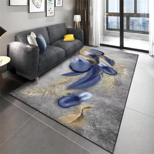 RUGMRZ Bettumrandung Schlafzimmer Anti-Fouling und Anti-Rutsch weicher blau deko Tisch Wohnzimmer Teppich Teppich Auslegware bettumrandung Schlafzimmer messeteppich50x80CM