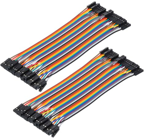 sourcing map Female to Female 40Pin Breadboard Jumper Wire 2.54mm Pitch Ribbon Cable 15cm Long Electronics Breadboard Ribbon Cables for Breadboard Electronic Projects Pack of 2