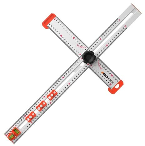 60Cm T Quadrat Lineal Hochpräzisions Winkel Lineal Holzbearbeitung Ritzen Zeichnung Markierung Gauge Tool 2-In-1 Bohren Positionierung Lineal Einstellbare Aluminium Legierung Scriber Zeichnung Lineal