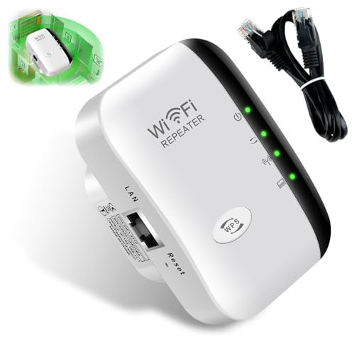 WiFi Extender, 2024 Newest Wireless Internet Repeater Range Extender Long Range Amplifier, WiFi Signal Booster Up to 3000sq.ft with Integrated Antennas Ethernet Port Compatible Home 1-Key Setup