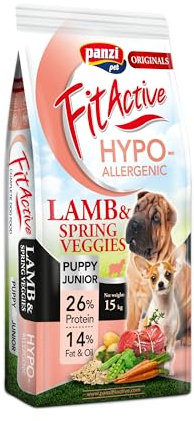 Panzi Pet - Fit Active Puppy/Junior 15kg – Hundefutter mit Lamm und Reis – Hühnerfreies Hundefutter für Welpen und Junghunde