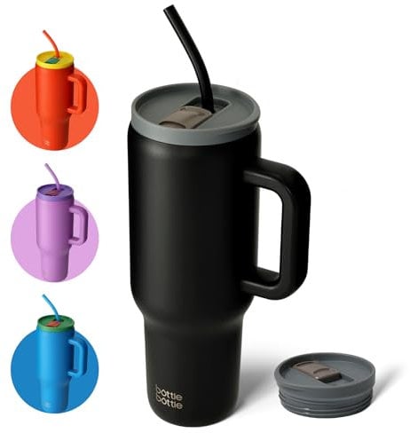 Bottle Bottle 40 oz Tumbler with Handle and Straw,Stainless Steel Vacuum Travel Mug,Car Cup with Straw, Stainless Steel Vacuum Water Bottle for Gifts Party Office Coffee (Volcano)