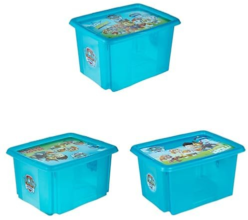 keeeper Paw Patrol Aufbewahrungsboxen Set 3tlg. mit Deckel, 30 L / 24 L / 15 L, fresh blue transparent