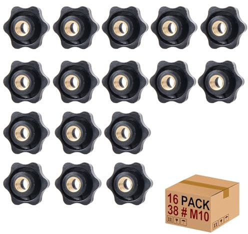 Sterngriffmutter Stern Muttern 16 Stück M10 × 38 MM Innengewinde Klemmknopf Griffmuttern Rändelmutter Klemmmutter Durch Loch Star Kopf für für Werkzeugmaschine, Maschine(M10)
