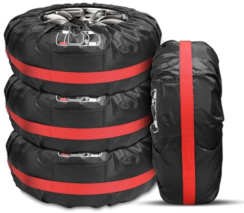 HOMURY 4 Stück Reifentaschen-Set, Wasserabweisend Auto Reifentaschen, Waterproof Staubdicht Universal Reifentasche Set, für 19-23 Zoll Reifen sauberen Transport und Lagerung(Durchmesser 80 cm)