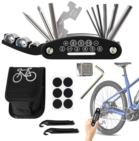 Sirseon Fahrrad-Werkzeugsatz, Fahrrad-Multitool - Leichtes Reparaturset - Fahrrad-Reparaturset, Reparaturtasche, faltbares multifunktionales Zubehör, Ausrüstung für Radfahren, Reisen, Camping,
