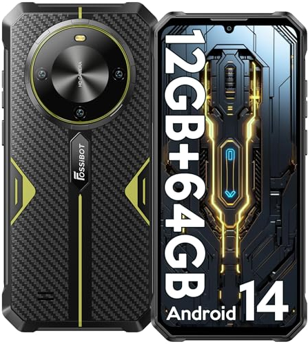 FOSSiBOT F105 Rugged Smartphone Android 14-12GB(4+8)+64GB ROM Telefono Indistruttibile, 10300mAh Cellulare Robusto, 6.745 HD+ Telefono Rugged, 20MP+8MP, IP68 Impermeabile/4G Dual SIM/GPS/Face ID