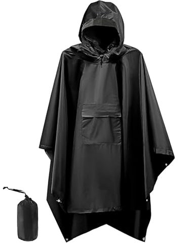 Regenjacke Regenponcho,Regencape mit Kapuze,3 in 1 Mehrzweck Regenmantel Leicht Atmungsaktiv Regenschutz Regencape,für Picknick im Freien Trekking Camping Angeln Jagd Ausflug