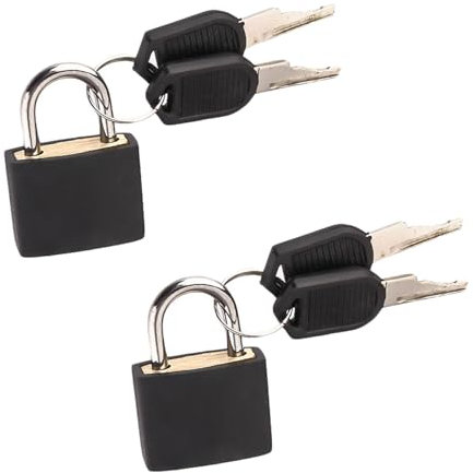 2 Stück Kofferschloss mit Schlüssel, Mini Vorhängeschloss Gepäckschlösser Kleine Koffer Schlösser, Gepäckschloss Sicherheitsschloss für Gepäck Rucksack (Schwarz)