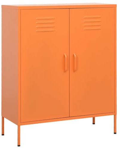 Willood Lagerschrank Orange 80x35x101,5 cm Stahl Multifunktionsschränke aus Metall, Gartenschränke, Küchenschränke,Sideboard