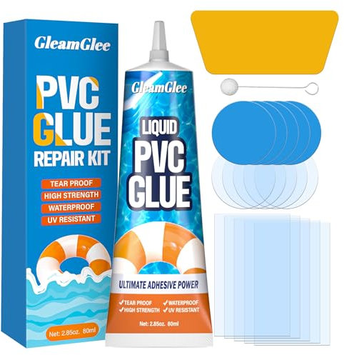 Air Mattress Repair Kit - 80ml Waterproof Vinyl Repair Patch Kit, Heavy Duty Inflatable Repair Kit for Air Mattress, Air Bed, Bounce House, PVC Boat, Hot Tubs, Inflatable Toys, Tent, Swimming Ring