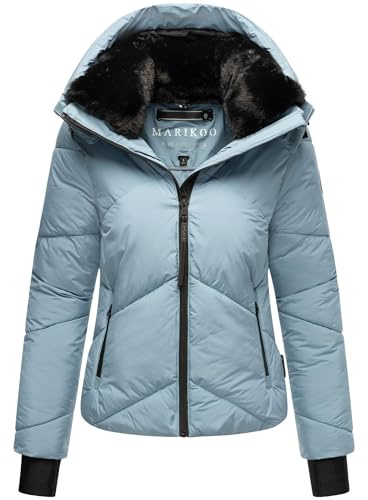 MARIKOO Damen Winterjacke (XS-XXL) - leicht, 4 Taschen, Kapuze mit Reißverschluss abnehmbar, Steppjacke, Warme Jacke Frauen - N007