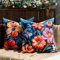 DecorMommt Frühling Blumen Kissenbezug 45x45 cm 2er Set Sommer Blau Abstrakt-Pflanzen Kissenbezüge Dekorative Quadratische Bauernhaus-Dekor-Kissenhülle für Zuhause Sofa Garten