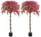 HOMCOM Set of 2 Decorative Artificial Plants, Murraya Flowers in Pots, Fake Plants for Home Indoor Decor, 120cm, Purple and Red