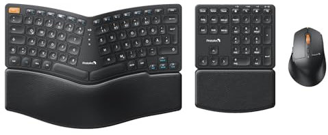 ProtoArc Ergonomische Tastatur Maus Set, EKM04 2,4 GHz Kabellos Ergo Tastatur Maus, Separater Ziffernblock, Geteiltes Design, Handballenauflage, Tastatur Split für Desktop, PC, Laptop, Windows