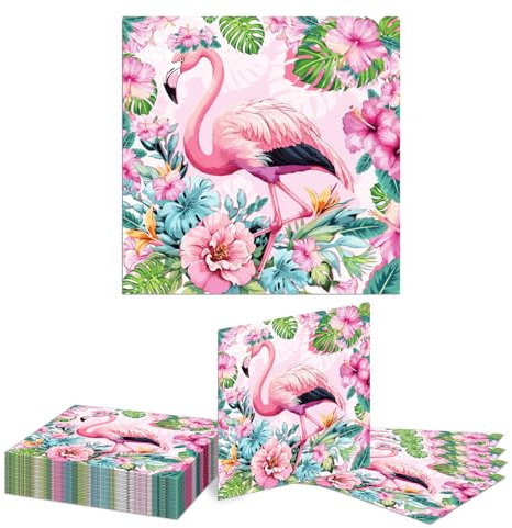 Kotkiddy 20 pièces Serviettes en Papier Flamant Rose Serviettes en Papier jetables Flamant Rose Serviettes de Table Flamant Rose pour fête Festival dîner (33 * 33cm)