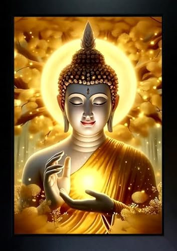 Seven Chakra Tree Buddha Bilderrahmen | Gautam Buddha Bilderrahmen Wandbild für Innendekoration und Geschenke (25 x 34 cm)