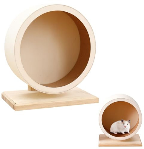 Jinfanshurich Hamsterrad Holz, 15cm Leise Laufrad Hamster Hamsterrad für Zwerghamster, Degus Rennmäuse, Mit Ersatz-Korkstreifen