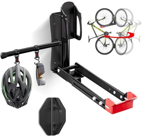 Wyxron Support Velo Mural, Porte Velo Mural 20-29 Support Mural Velo Capacité De 35kg avec Porte-Chapeau/Longueur Télescopique, pour Garage Vélo Léger/Mtb/Vélo De Route/Vélo d'Enfant