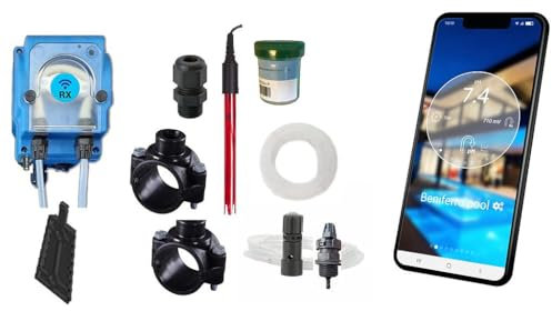 POOLTRONICS Traitement Automatique de l'eau et Dosage de Chlore et/ou pH contrôlés par WiFi pour Piscine et Spa – avec Pompe péristaltique, sonde et injecteur (Automatisation Chlore)