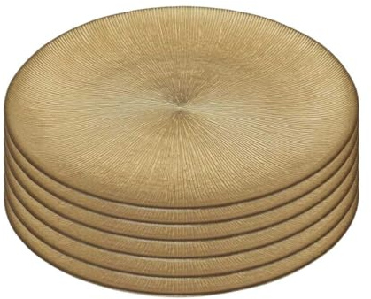 AltoBuy Lot de 6 Assiettes en Verre Doré Ø21cm - Falon
