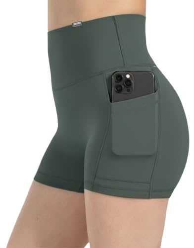 SMILODOX Shorts Damen Lissa, High Waist Radlerhose mit figurformendem Bund & seitlichen Eingrifftaschen, Training Shorts elastisch & enganliegend, ideal für Training, Alltag, Fitness & Yoga