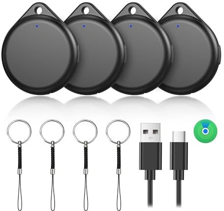 TECKNET Air Tracker Tag (4er Pack) mit USB C Aufladen (nur iOS) | Schlüsselfinder kompatibel mit Apple Find My, 3 Jahre Akkulaufzeit, Wasserdicht, Ideal für Gepäck, Taschen, Key, Haustier
