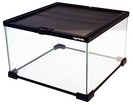 Komodo Nano Habitat with Secure Sliding Mesh Lid & Waterproof Raised Base Stackable for Hatchlings, Snakes & Amphibians | Stackable reptile & insect terrarium – secure sliding mesh lid, raised base for ventilation, display habitats
