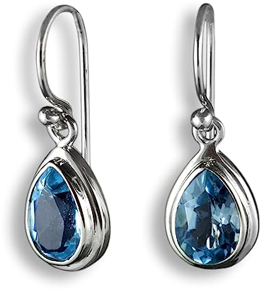 ISLAND PIERCINGS Edle 925er Silber und Blautopas Ohrringe Hänger Design Handarbeit SER273