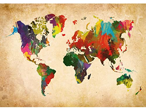 Runa Art Fototapete Weltkarte Landkarte 352 x 250 cm Vlies Tapeten XXL Moderne Wandtapete Wohnzimmer Schlafzimmer Bunt 9015011a