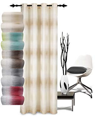 deko trends Blickdichter Ösenschal „Caruso origineller Streifenoptik – Markenqualität Made in Germany in 5 frischen und modischen Farbkombinationen, Creme-Taupe