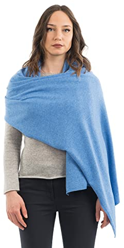 Dalle Piane Cashmere - Stola aus Kaschmir-Gemisch - Made in Italy - Damen, Farbe: Hellblau, Einheitsgröße