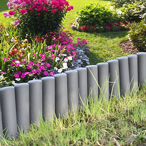 casa.pro Bordure per Aiuole Giardino Elementi Cilindrici in Plastica Set da 40 Blocchi con Lunghezza Tot 10,8 m Palizzate per Delimitare Aiuole - Grigio Scuro