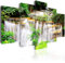 decomonkey Bilder Wasserfall 200x100 cm XXL 5 Teilig Leinwandbilder Bild auf Leinwand Wandbild Kunstdruck Wanddeko Wand Wohnzimmer Wanddekoration Deko Wald Natur Landschaft