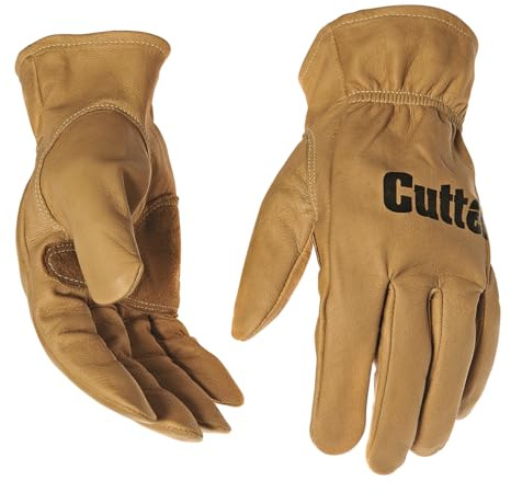 Cutter CW300 Original Work glove - Dry, Small, Brown | Hydrophobic Coated Safety Tough Gloves, Gardening Safety Work Gloves, Mens Womens Forestry Gloves, Whittling Gloves